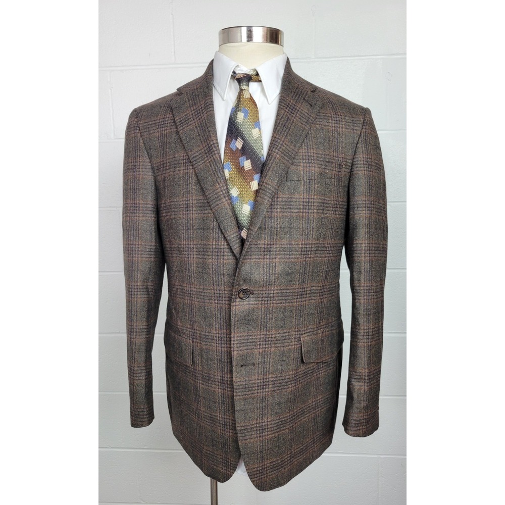 Pinto Ranch Western Wear Loro Piana Plaid Wool Mustang‎ Sport Coat Jacket 41R